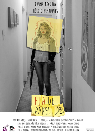 Poster e outras artes de divulgação derivadas para o curta-metragem universitário "Ela de papel" (2015)